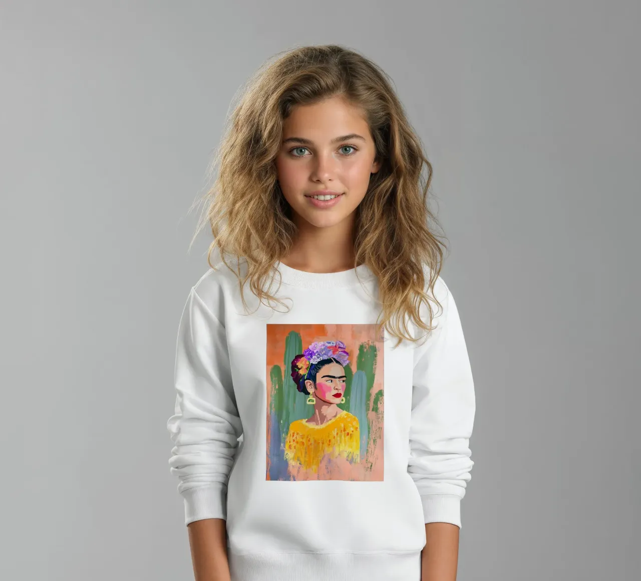 Kahlo e i cactus felpa bambino da Carinaprint
