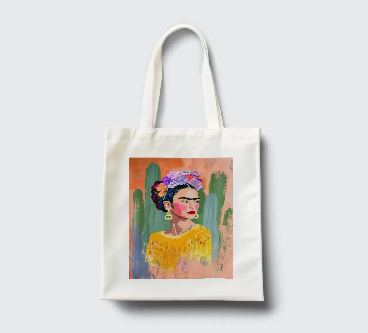 Kahlo e i cactus borsa in juta da Carinaprint