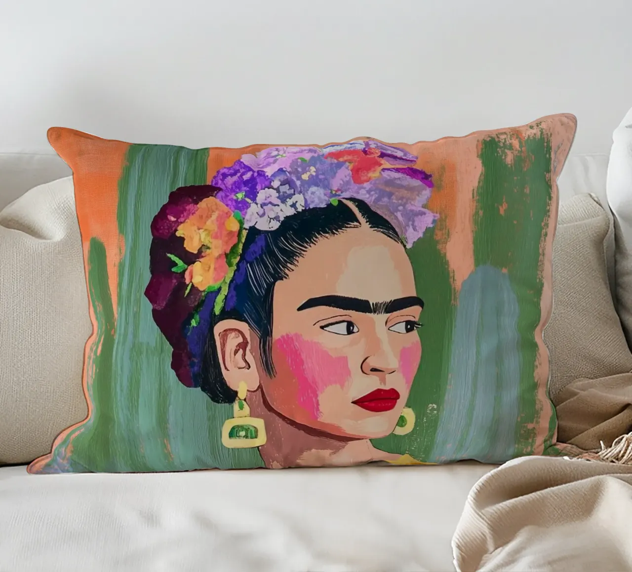 Kahlo e i cactus cuscino da Carinaprint