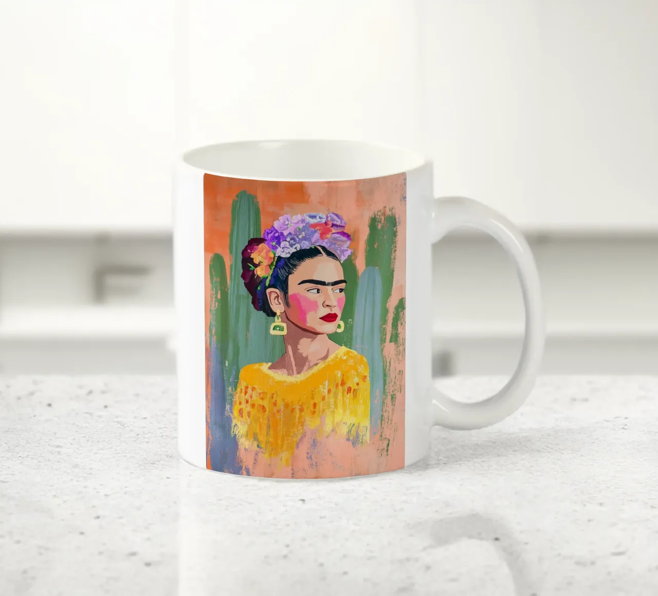 Kahlo e i cactus tazza in ceramica da Carinaprint