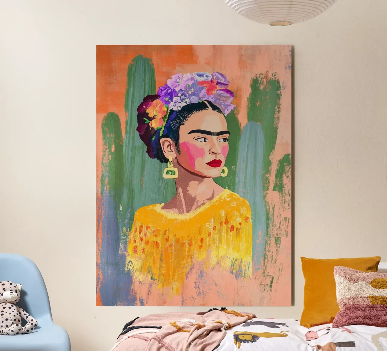 Kahlo e i cactus alluminio dibond da Carinaprint