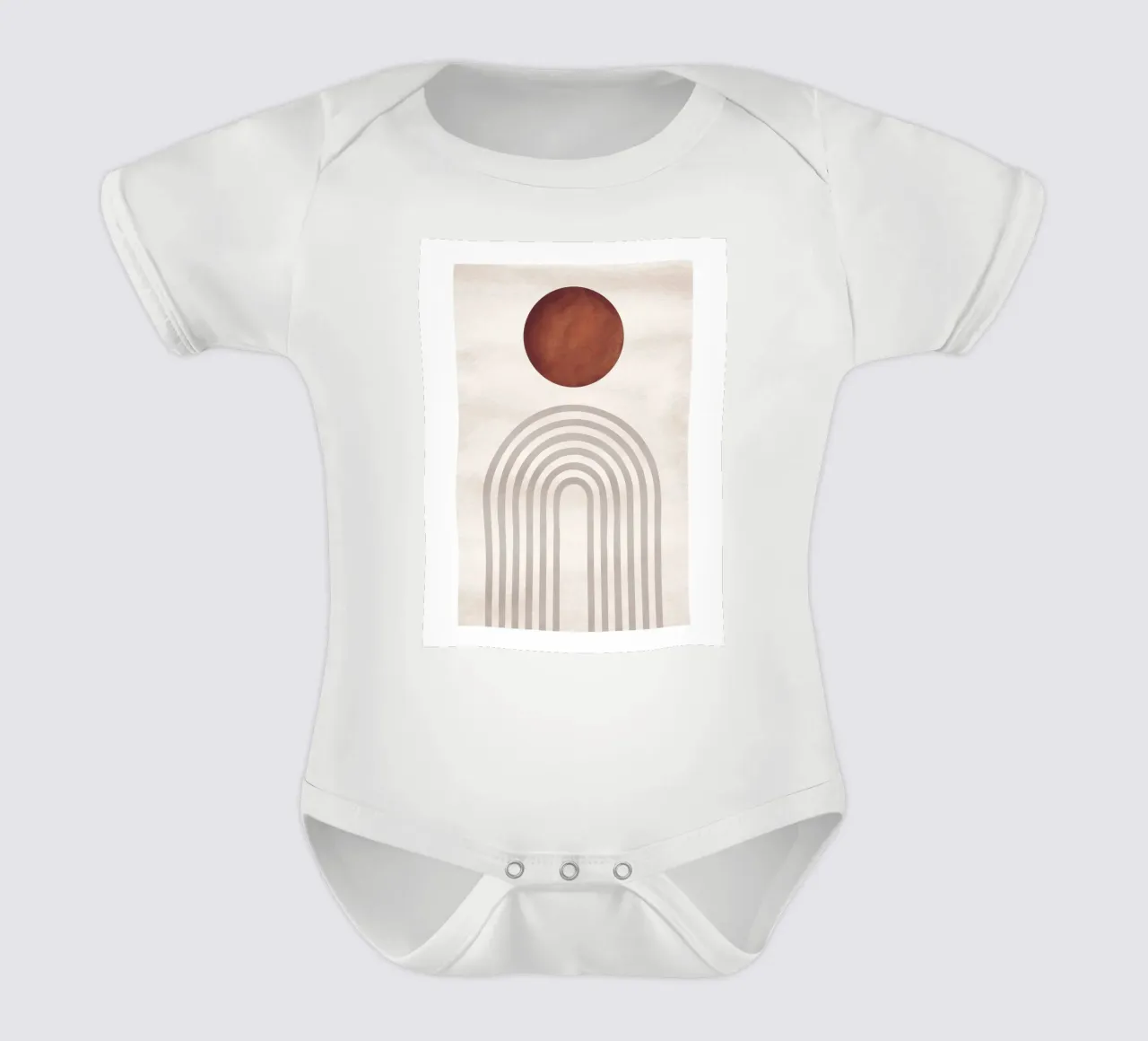 Abstracte zon en bogen | Modern boho-ontwerp babyrompertje korte mouwen van Whole©