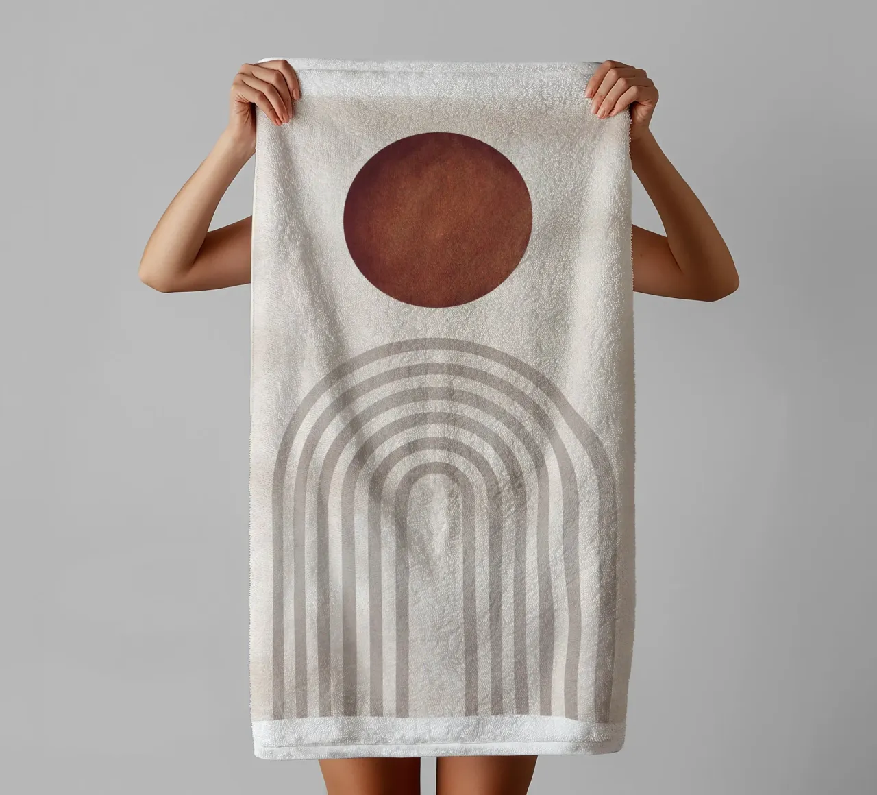 Abstracte zon en bogen | Modern boho-ontwerp badhanddoek van Whole©