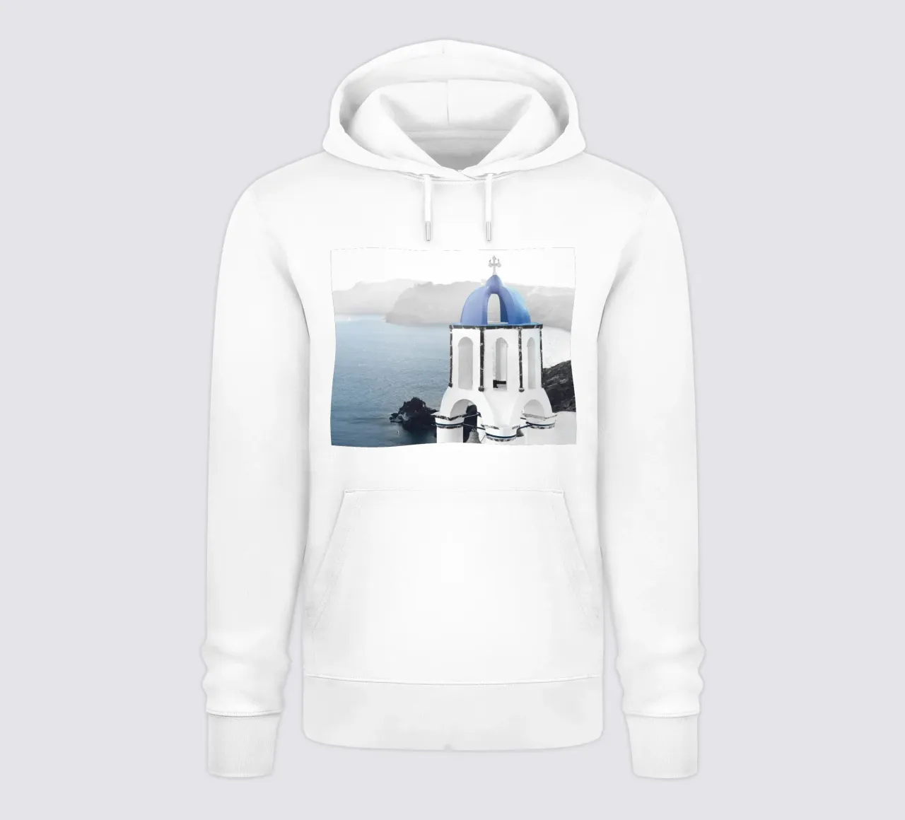 Santorini Aegean Charm - Eleganza blu e bianca felpa con cappuccio da Whole©