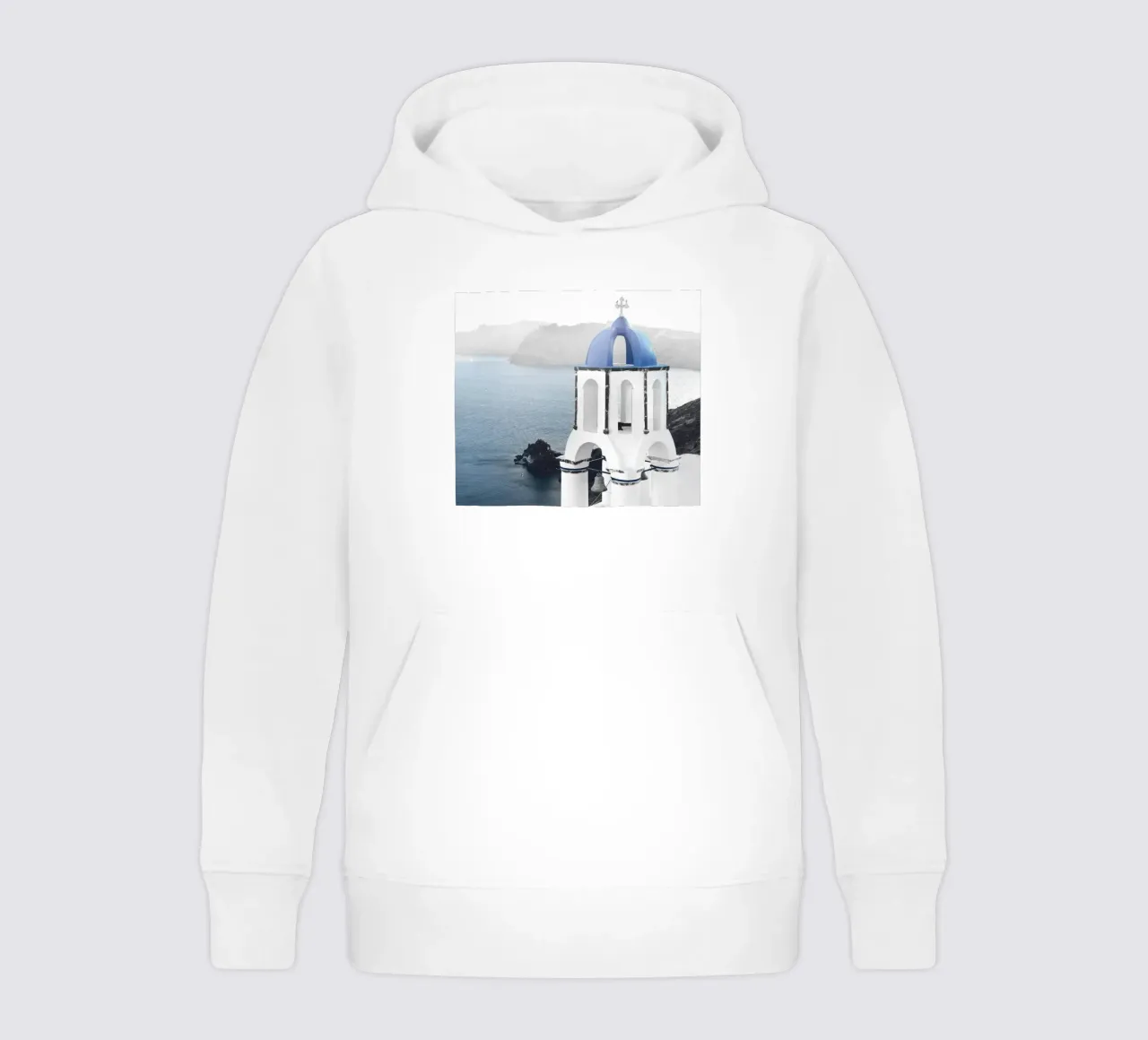 Santorini Aegean Charme - Élégance bleue et blanche sweat à capuche enfant de Whole©