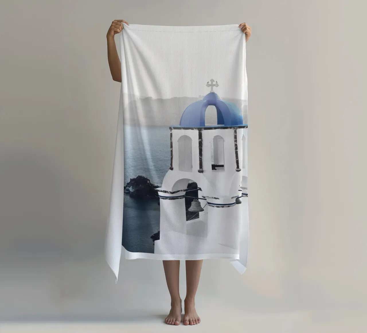 Santorini Aegean Charm - Eleganza blu e bianca telo mare da Whole©