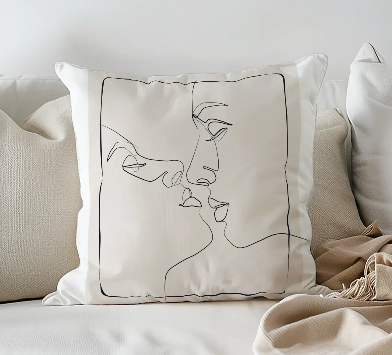 Minimalist line art pair - Elegant design decorative cushion by Whole©