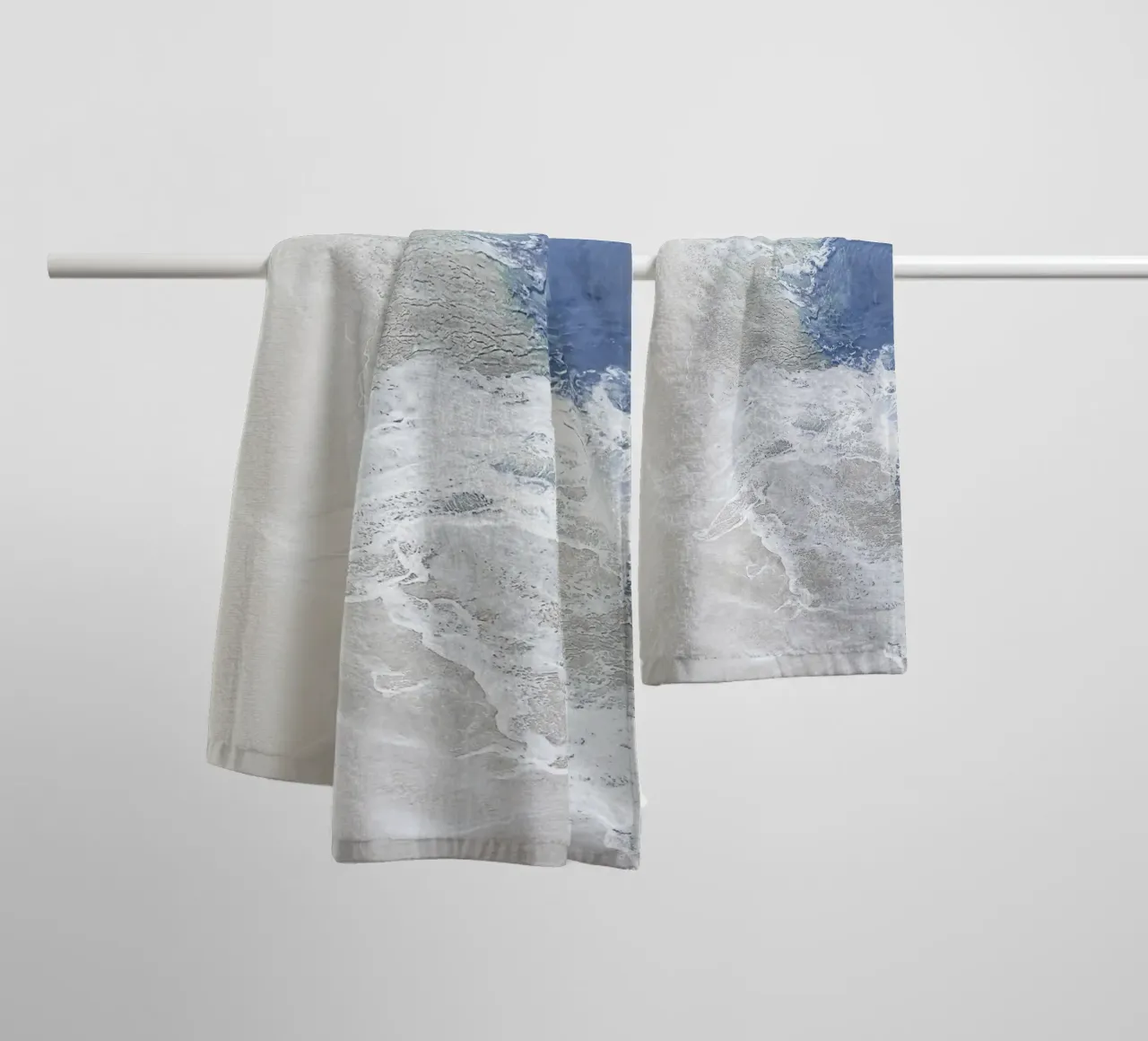 Waves on the beach - calming coastal art towel by Whole©