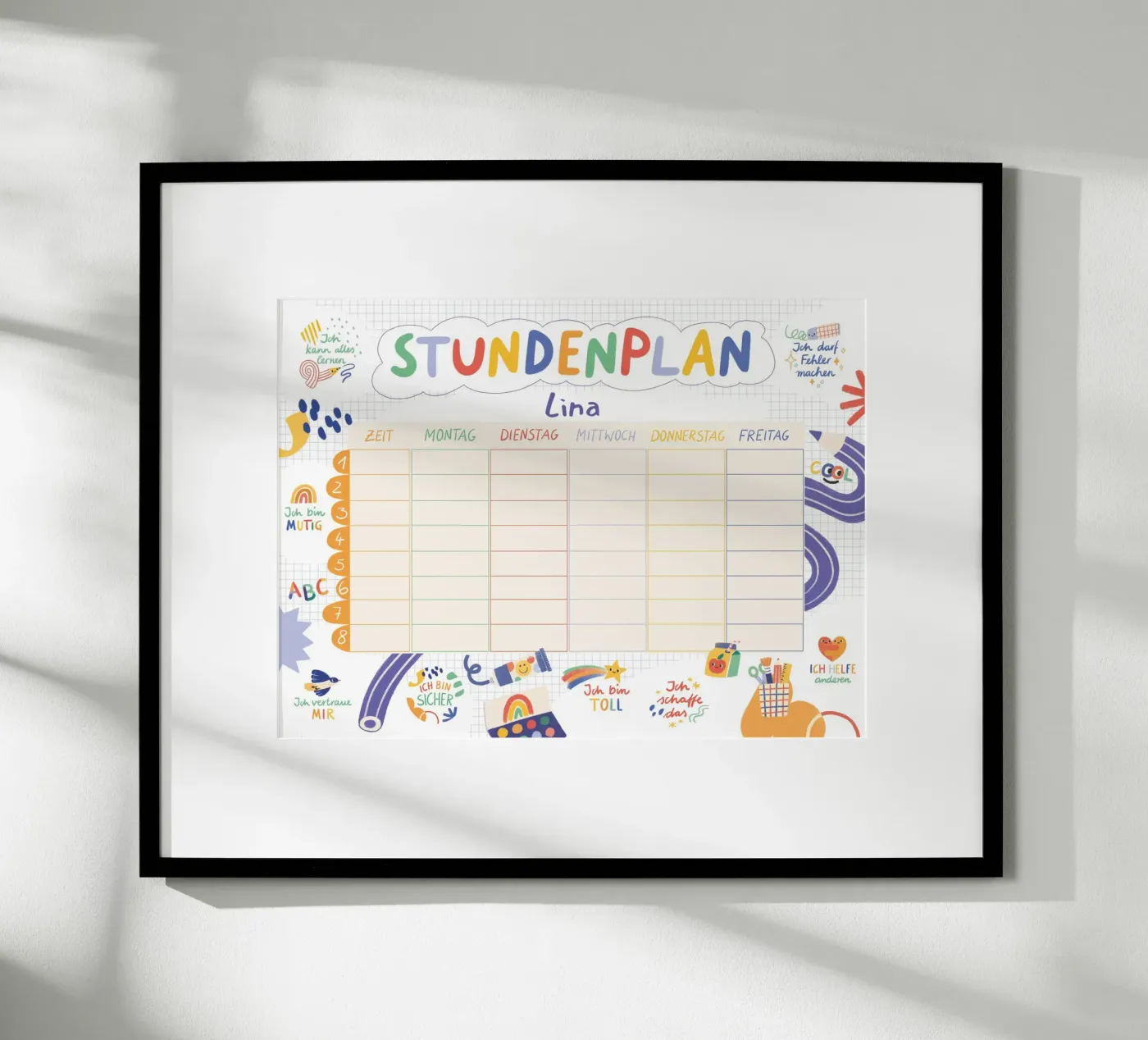 Stundenplan Affirmationen poster by VIERUNDFÜNFZIG