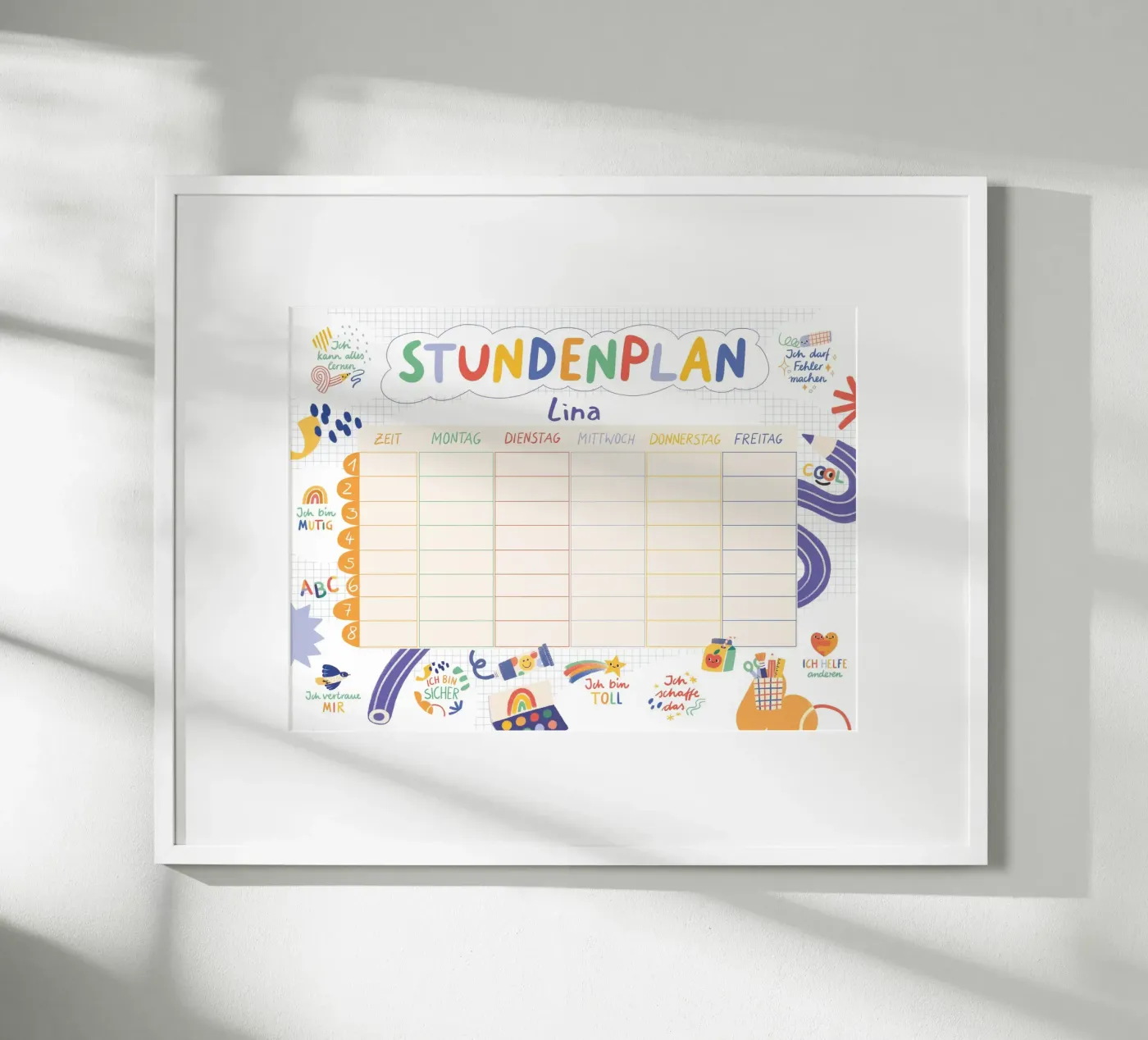Stundenplan Affirmationen poster by VIERUNDFÜNFZIG