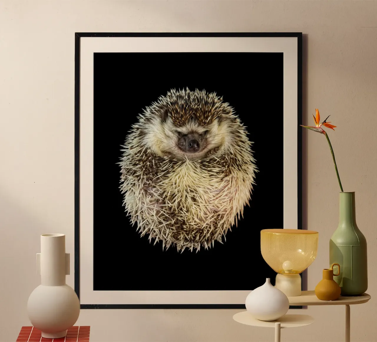 Weiß/brauner Igel Poster von Curious Collections by Marielle Leenders