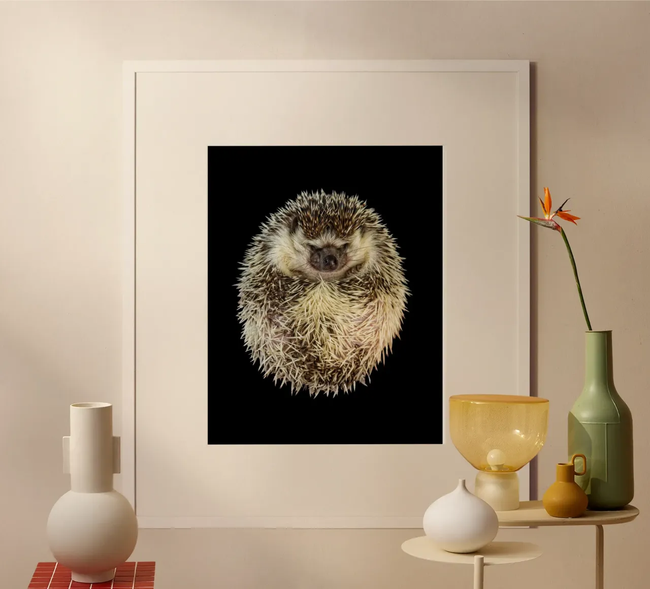 Weiß/brauner Igel Poster von Curious Collections by Marielle Leenders