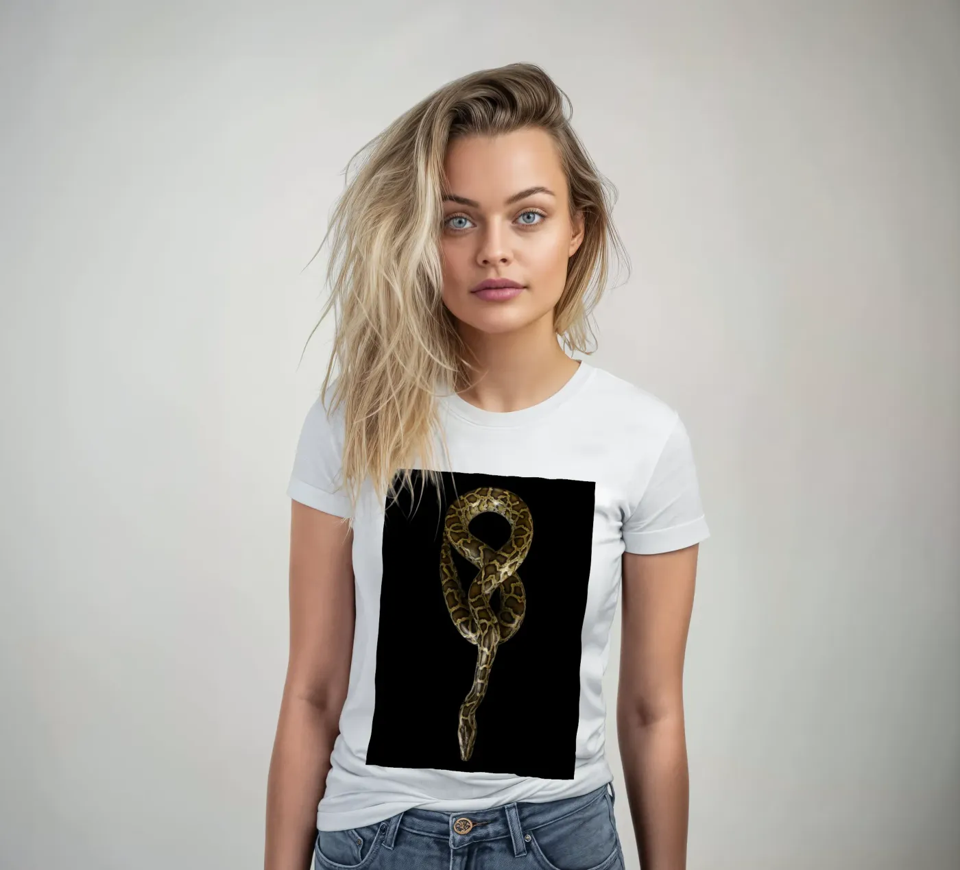 Python women's fitted t-shirt by Curious Collections by Marielle Leenders