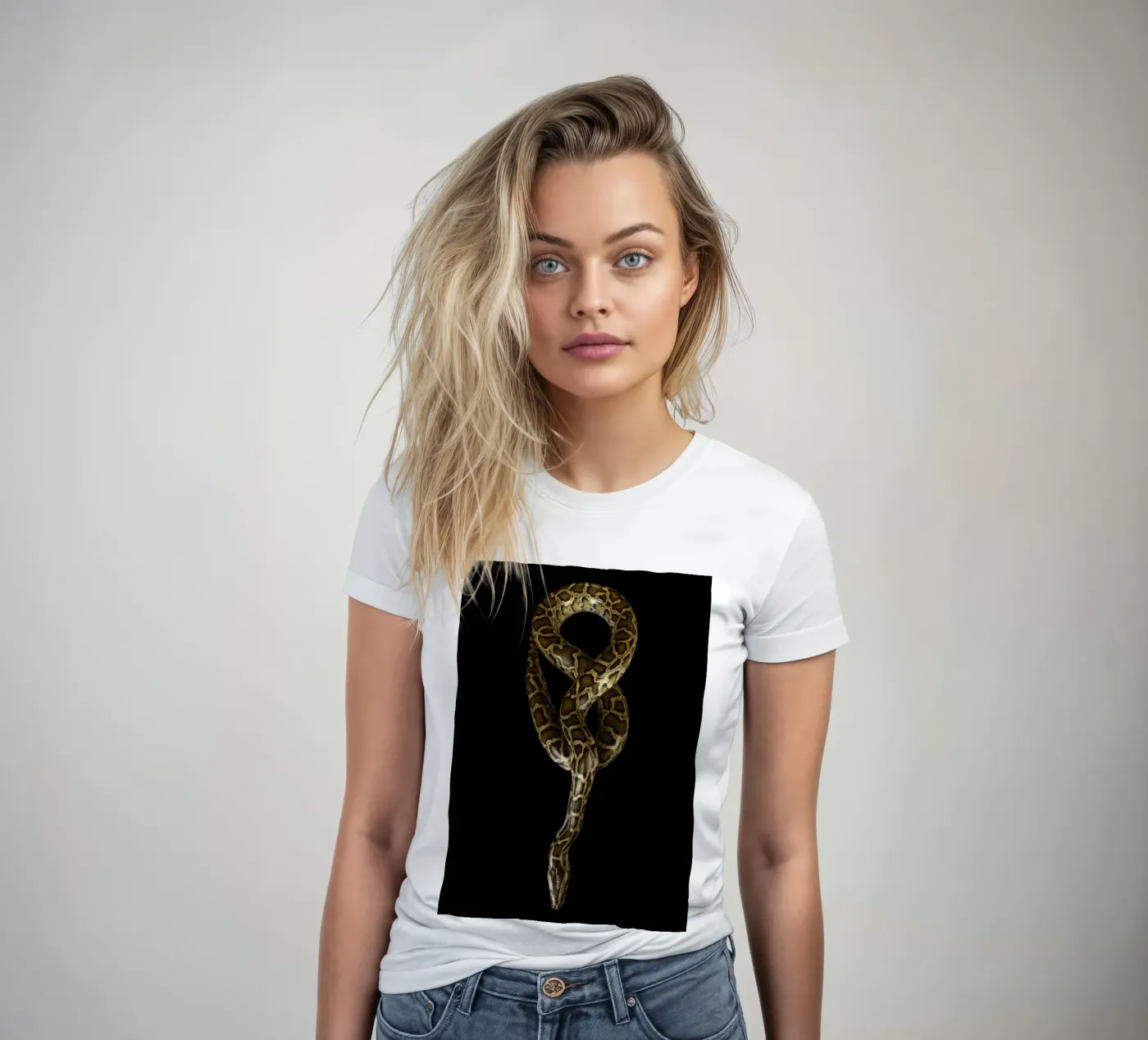 Python women's fitted t-shirt by Curious Collections by Marielle Leenders