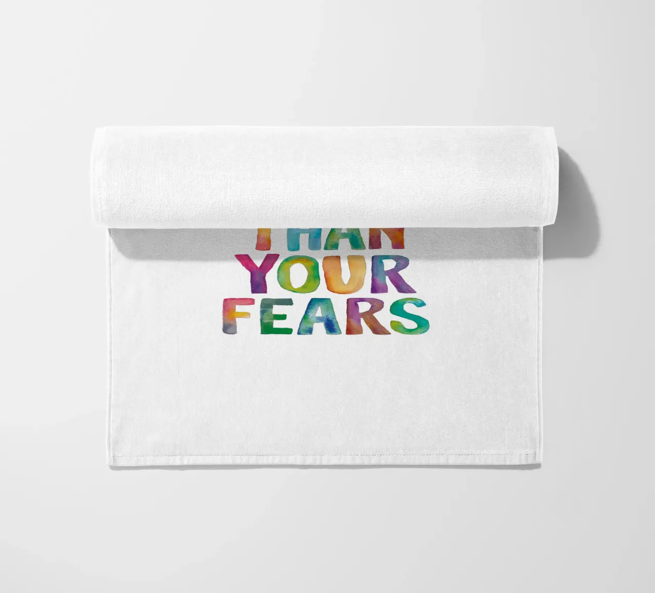 Let Your Dreams Be Bigger Than Your Fears Rainbow Design beach towel by THE MOTIVATED TYPE