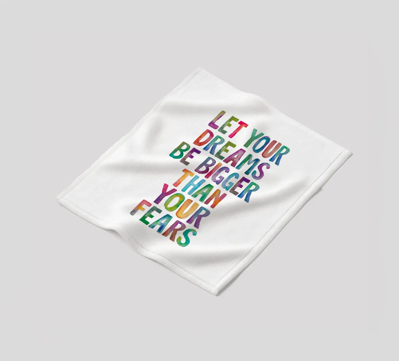 Let Your Dreams Be Bigger Than Your Fears Rainbow Design fleece blanket by THE MOTIVATED TYPE