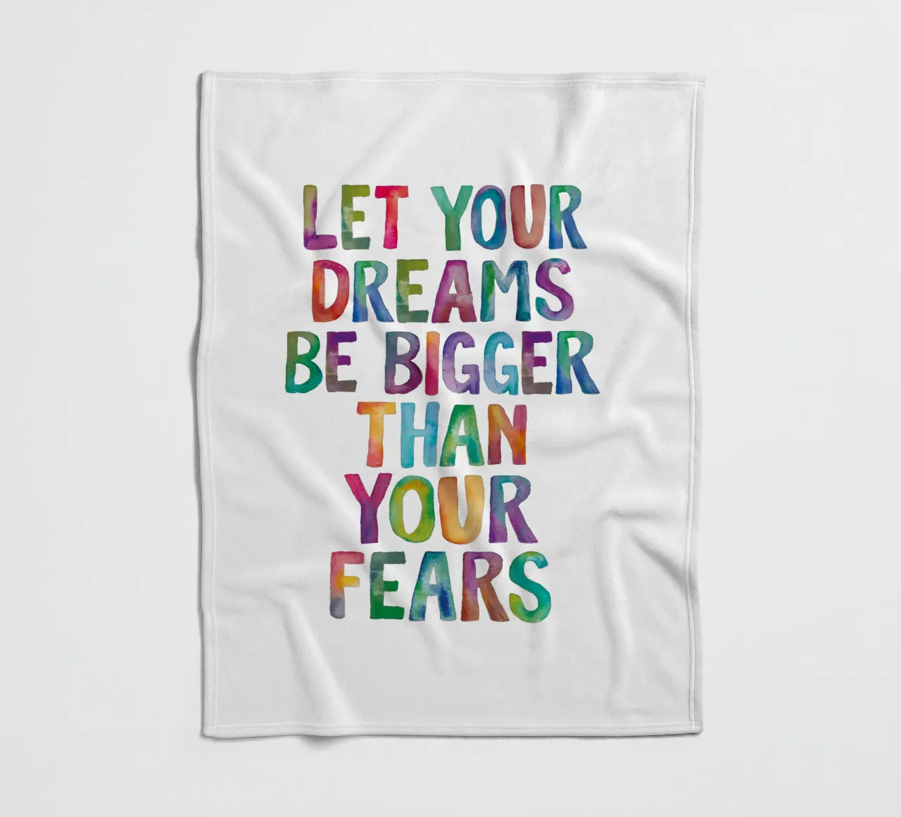 Let Your Dreams Be Bigger Than Your Fears Rainbow Design fleece blanket by THE MOTIVATED TYPE