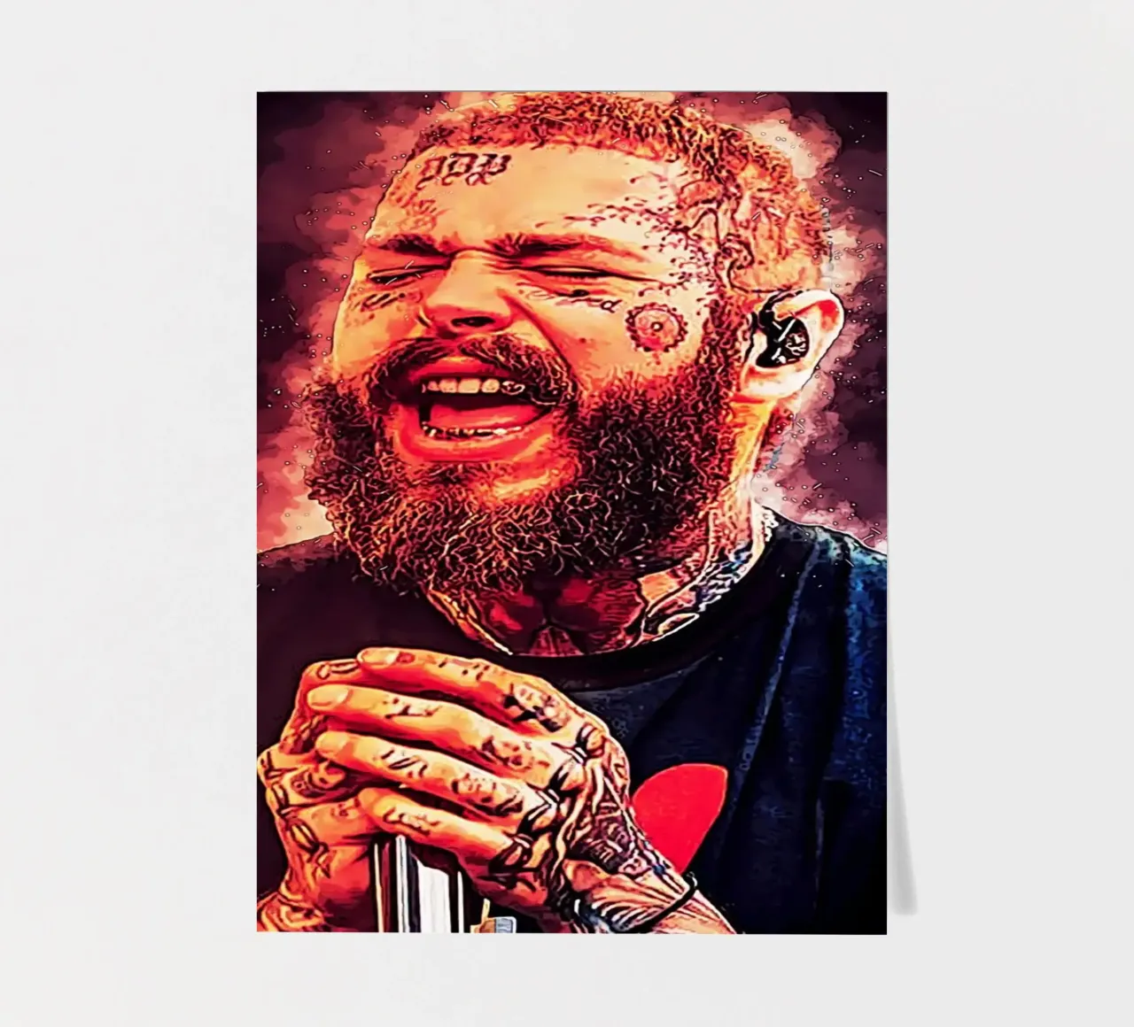 Arte di Post Malone foglio adesivo da neonartroom