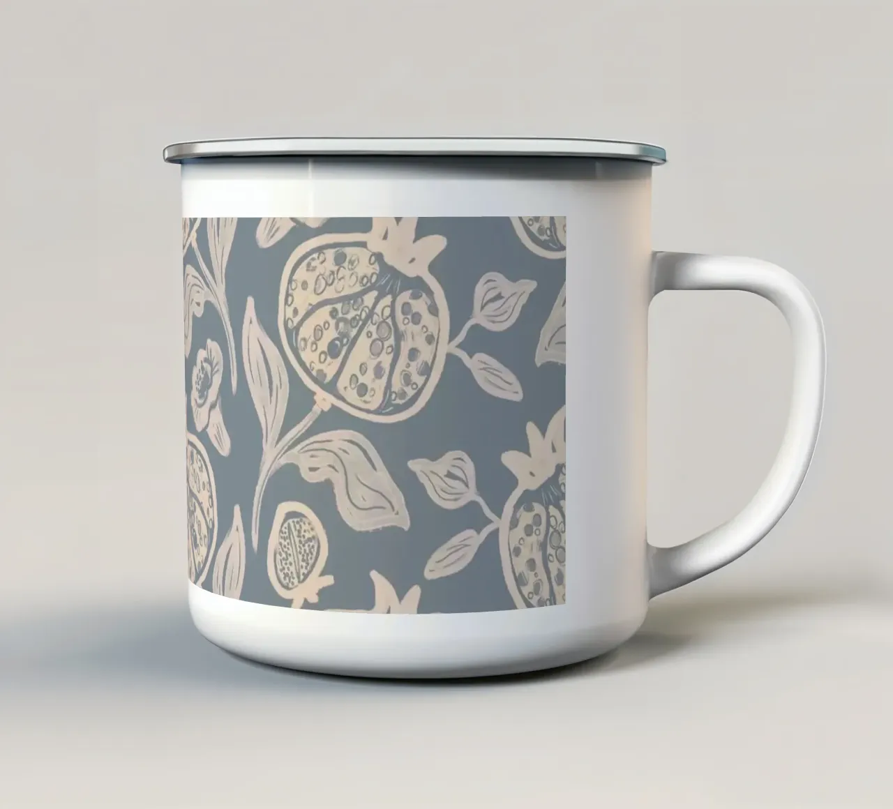 Pomegranates Botanical Fruits - Dusty Blue tazza in smalto da anisillustration