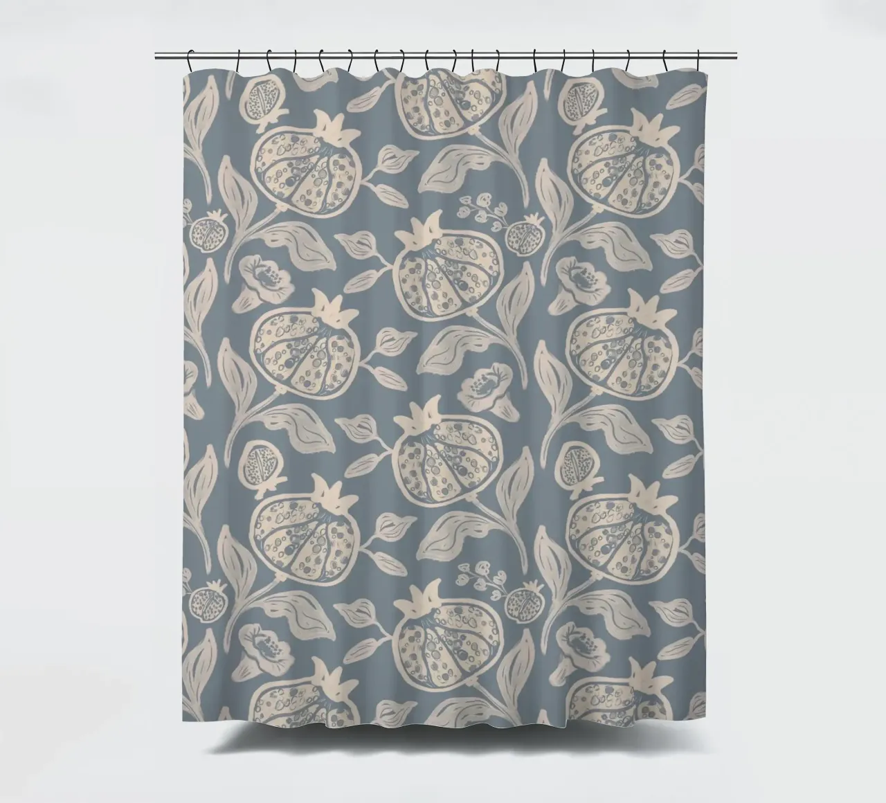 Pomegranates Botanical Fruits - Dusty Blue tenda da doccia da anisillustration