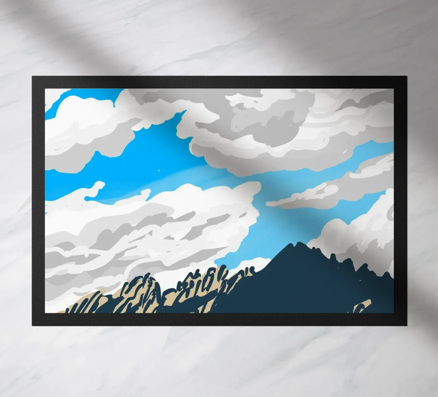 Clouds Going Over The Mountain doormat by Asobōze