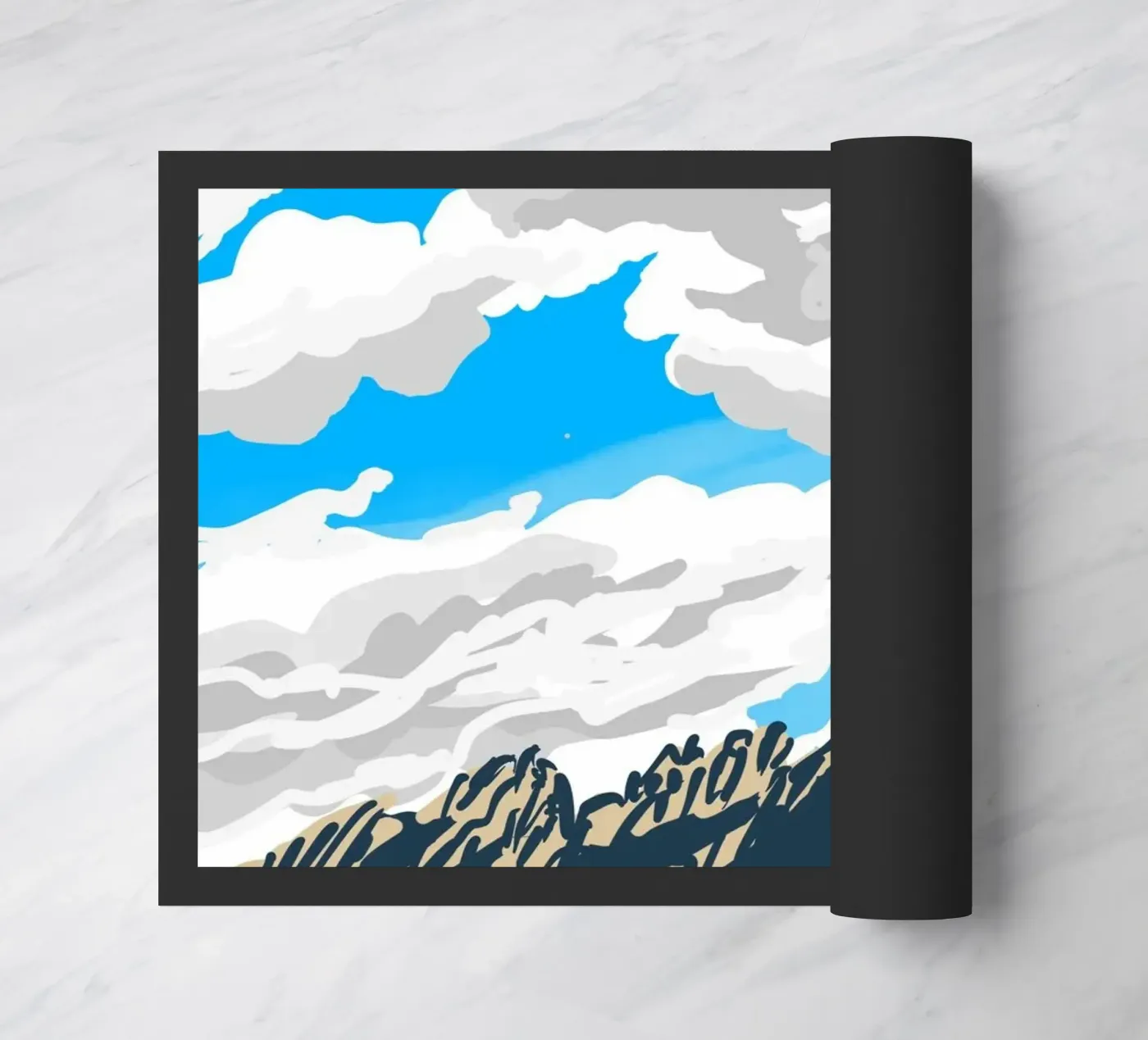 Clouds Going Over The Mountain doormat by Asobōze