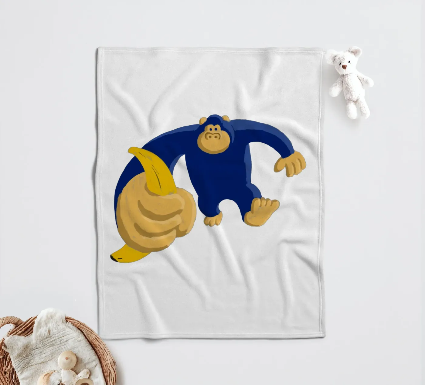 Blauer Gorilla Fleecedecke von Asobōze