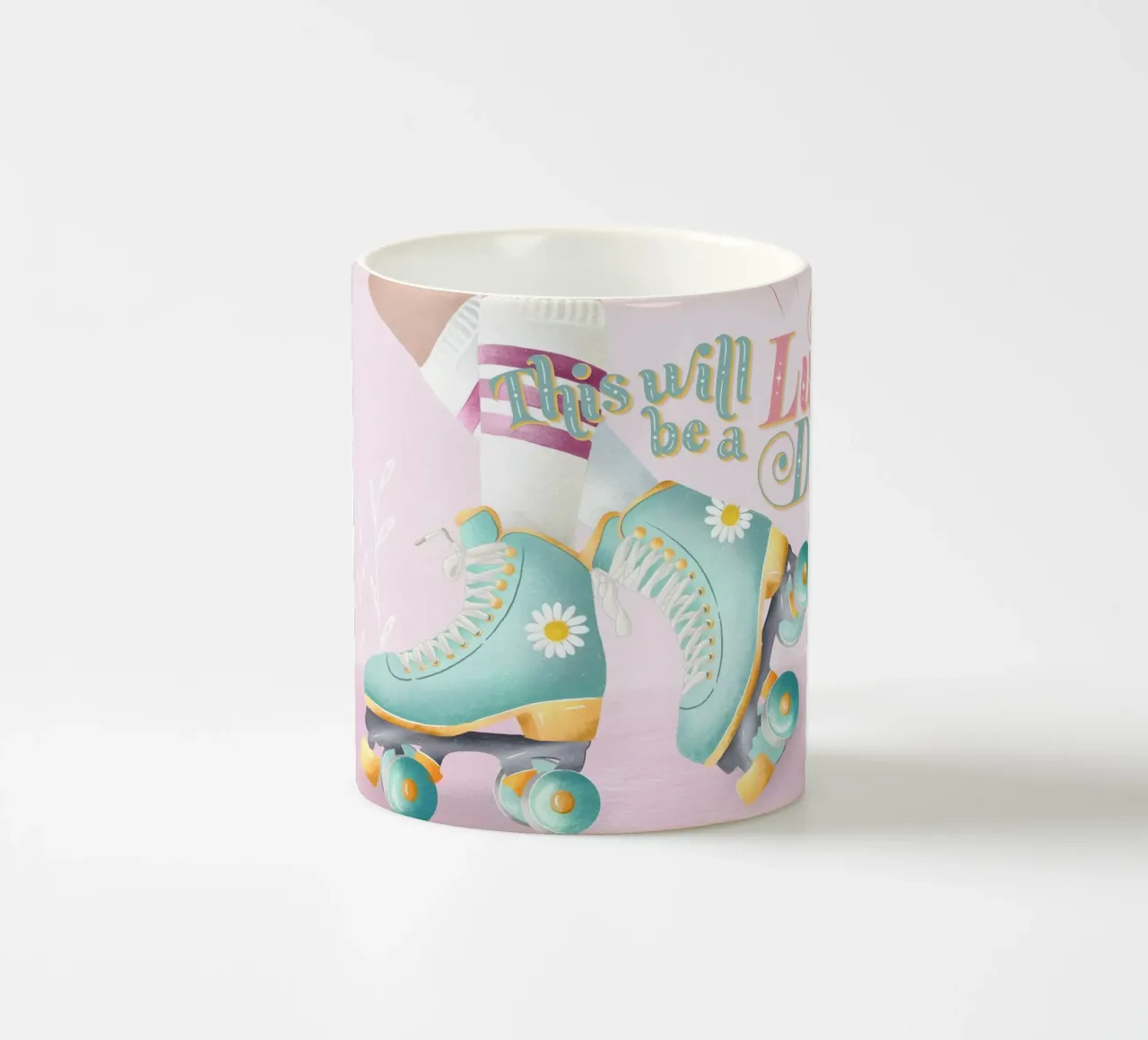 Mädchen pattinatrice a rotelle. Questo sarà un giorno fortunato. tazza in ceramica da CalliLetters