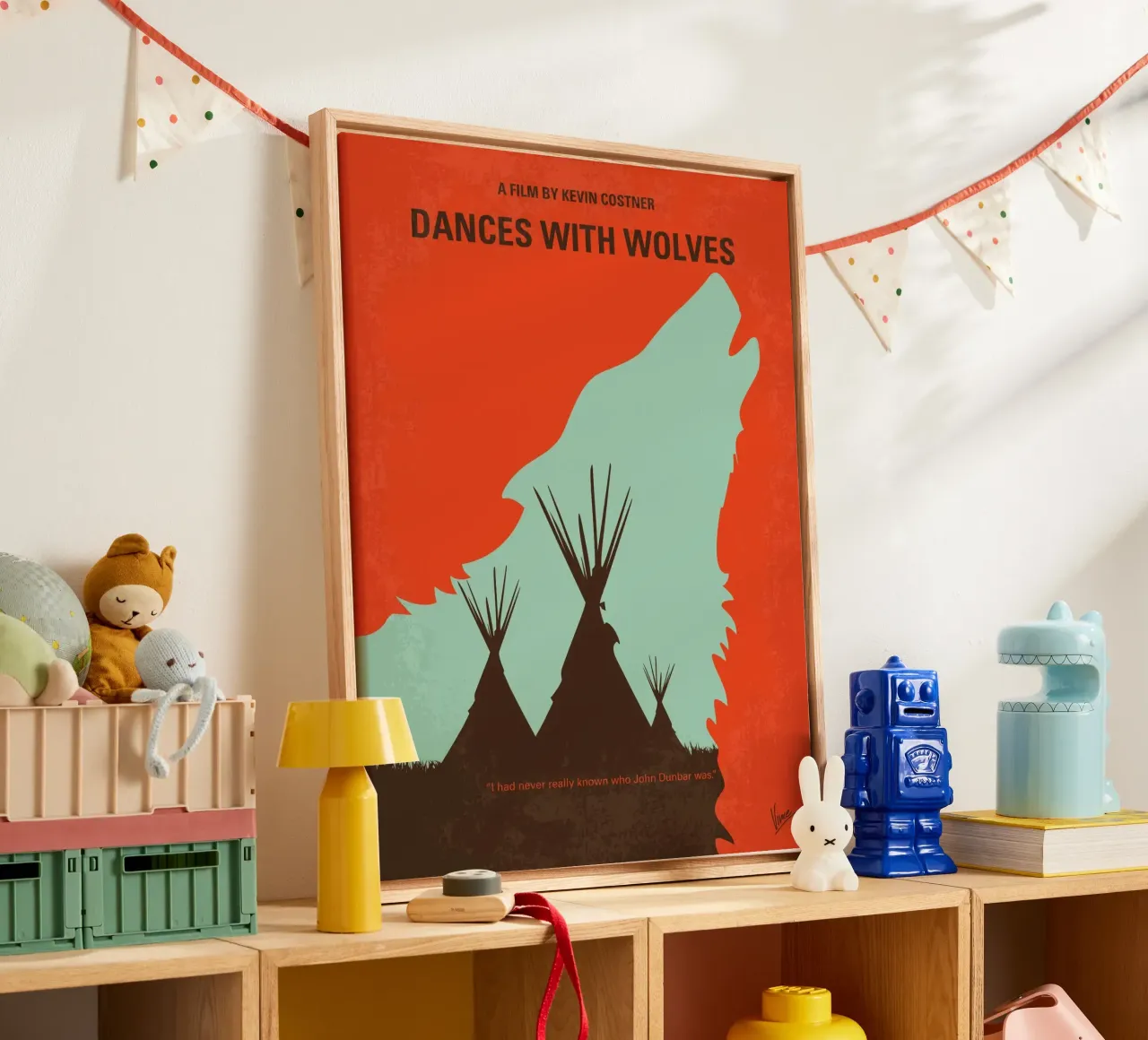 No949 My Dances with Wolves minimal movie poster tela con Cornice a cassetta da Chungkong