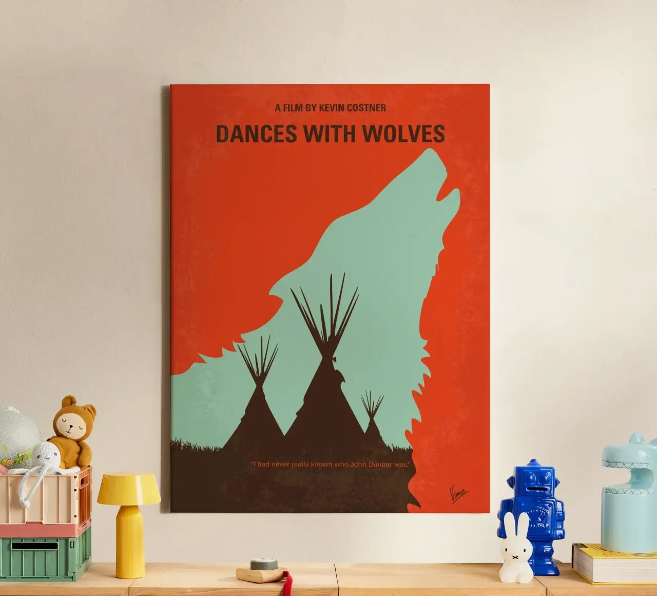 No949 My Dances with Wolves minimal movie poster tela con Cornice a cassetta da Chungkong