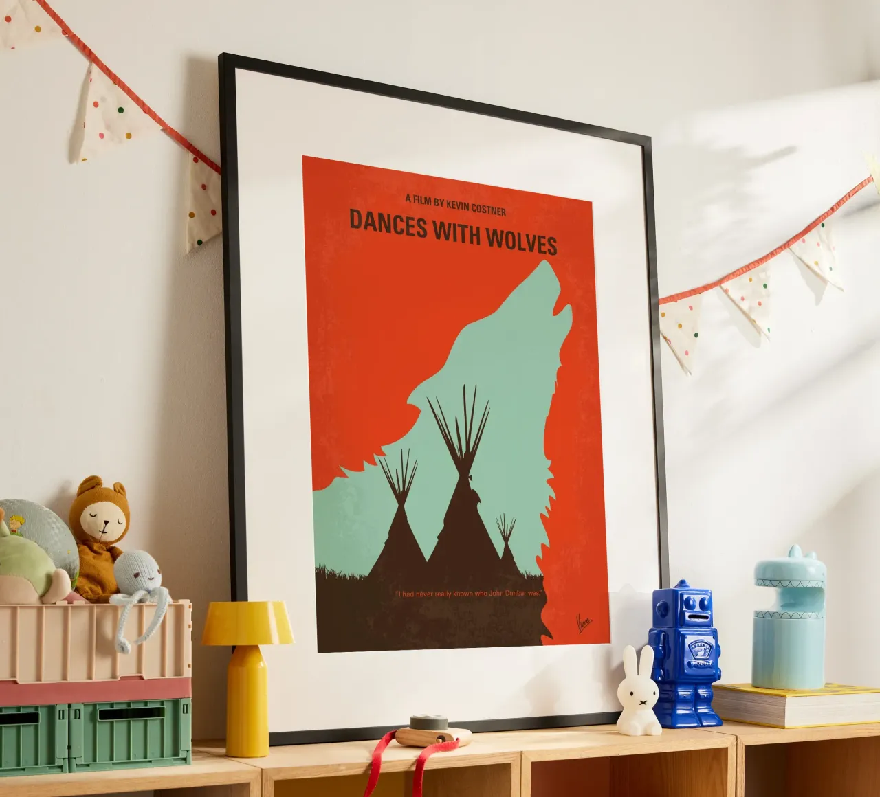 No949 My Dances with Wolves minimal movie poster poster with wooden frame by Chungkong