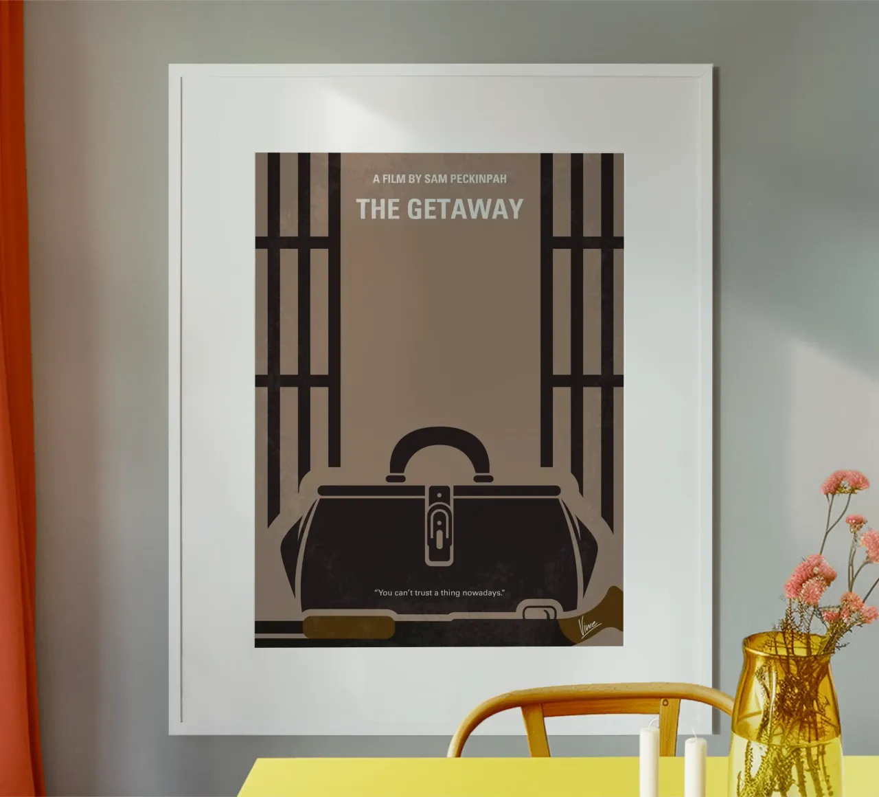 No952 My The Getaway minimal movie poster poster with plastic frame by Chungkong
