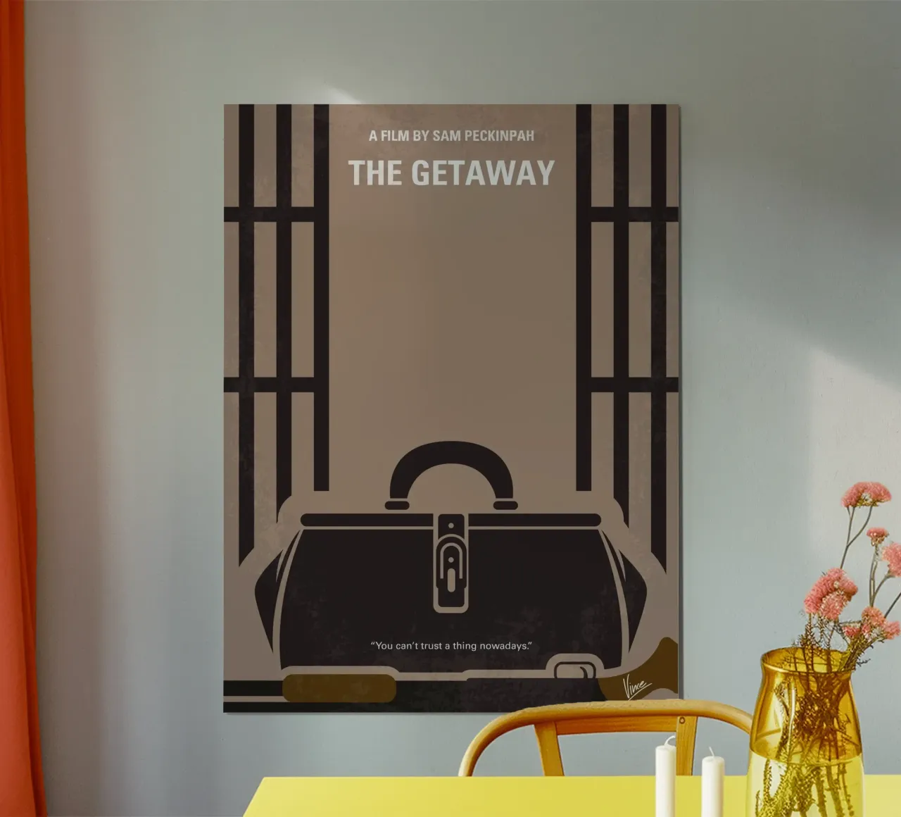 No952 My The Getaway minimal movie poster poster with plastic frame by Chungkong