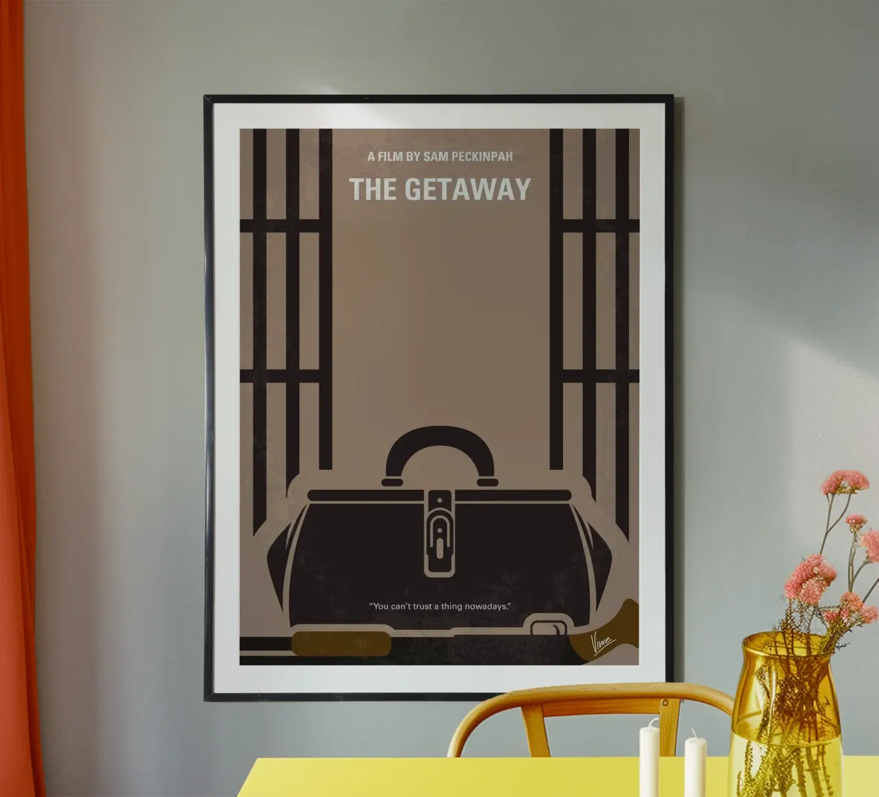 No952 My The Getaway minimal movie poster poster with plastic frame by Chungkong