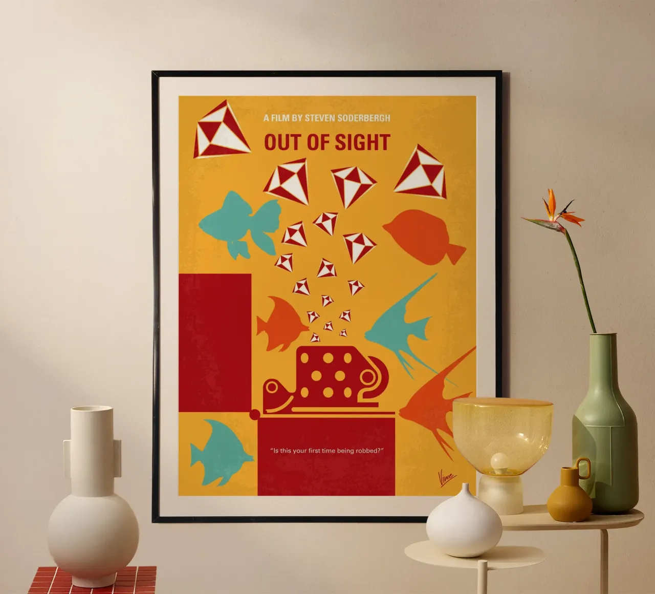 No953 My OUT OF SIGHT minimal movie poster carta hahnemühle da Chungkong