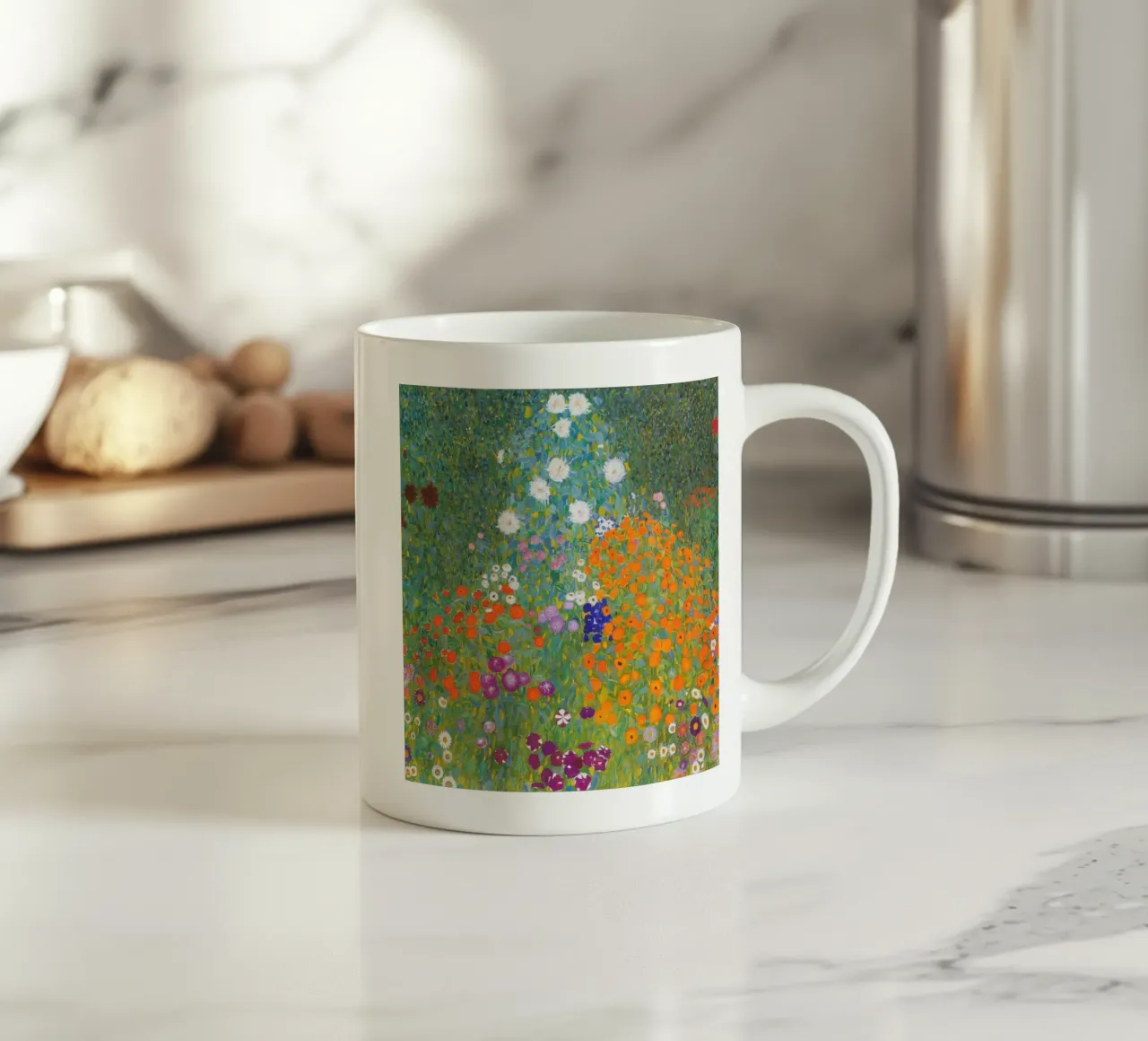 Gustav Klimt - Blumengarten Keramik Tasse von William Store