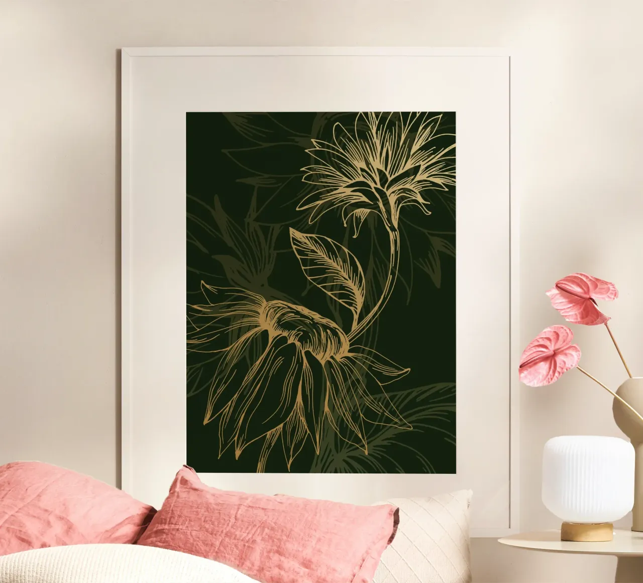 Sunflowers poster con telaio in plastica da Artsy Bessy