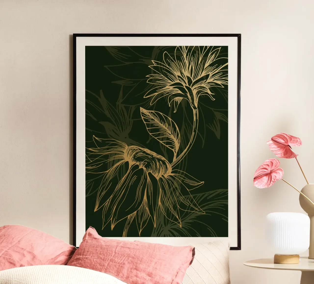 Sunflowers poster con telaio in plastica da Artsy Bessy