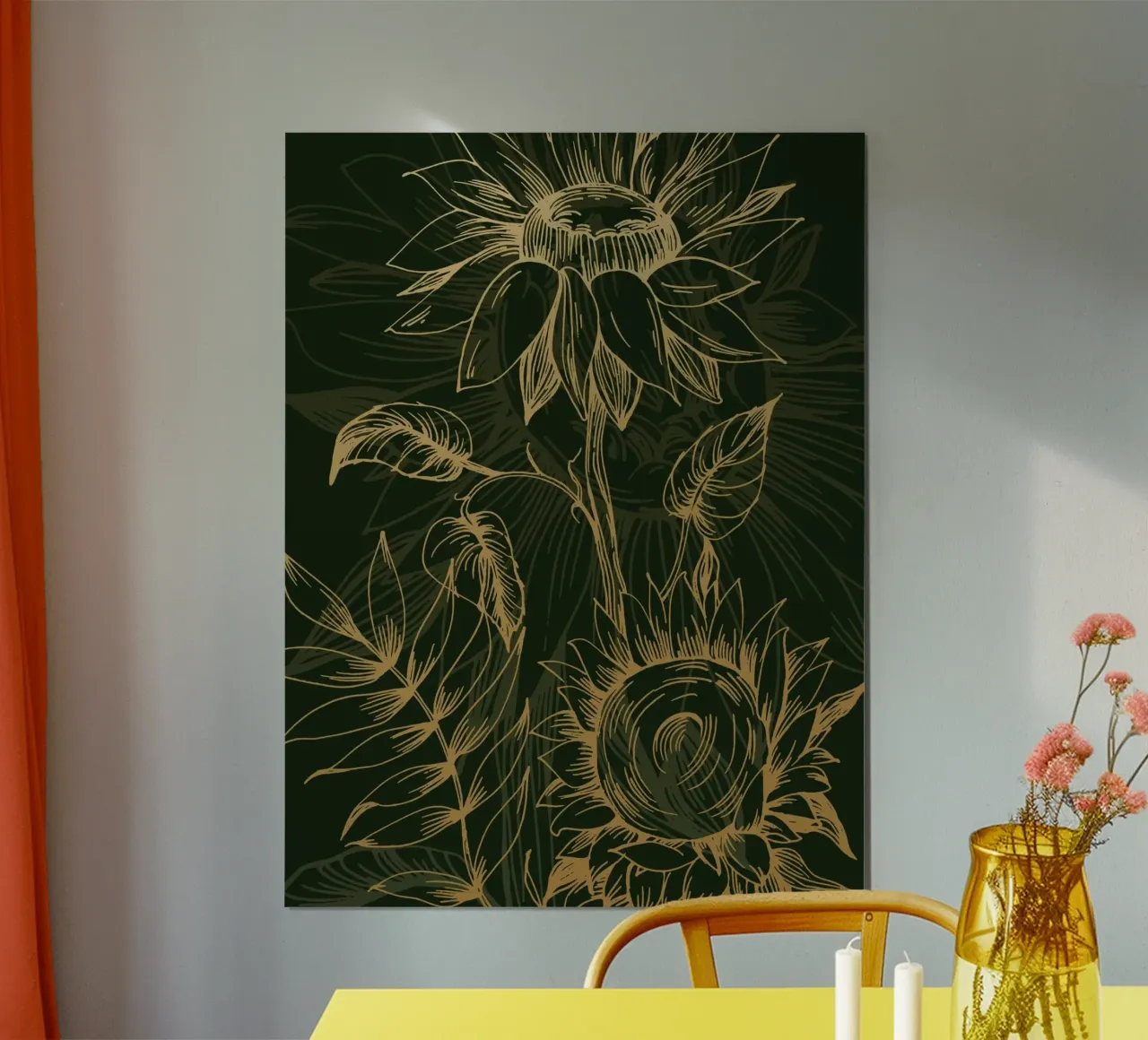 Sunflowers poster con telaio in legno da Artsy Bessy