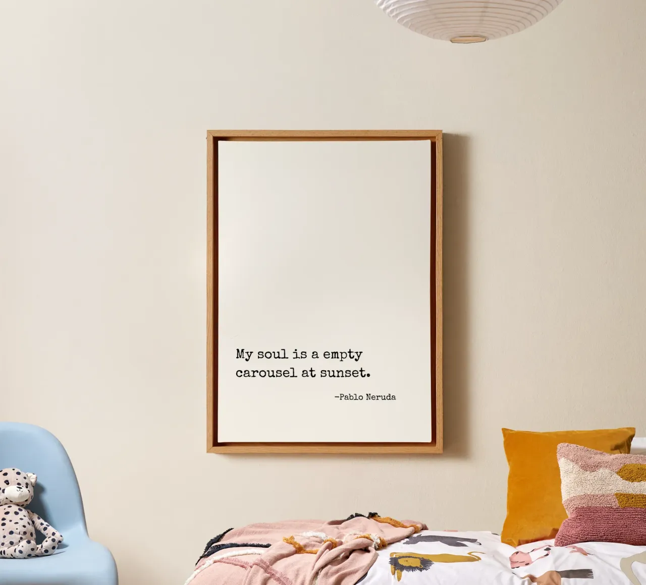 My soul is a empty carousel at sunset quote canvas with Floater frame by Paigaam Studio