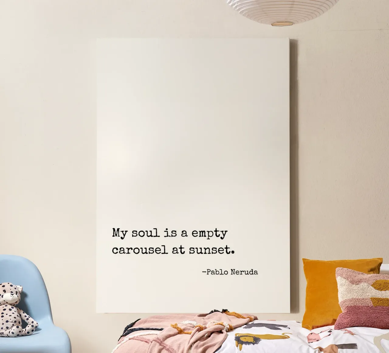 My soul is a empty carousel at sunset quote canvas with Floater frame by Paigaam Studio