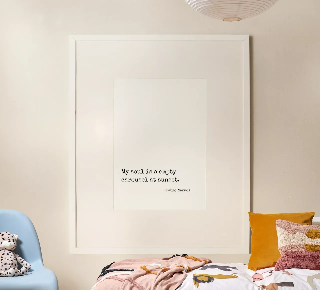 My soul is a empty carousel at sunset quote poster with aluminum frame by Paigaam Studio