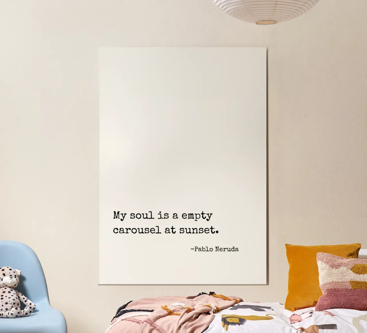 My soul is a empty carousel at sunset quote poster with aluminum frame by Paigaam Studio