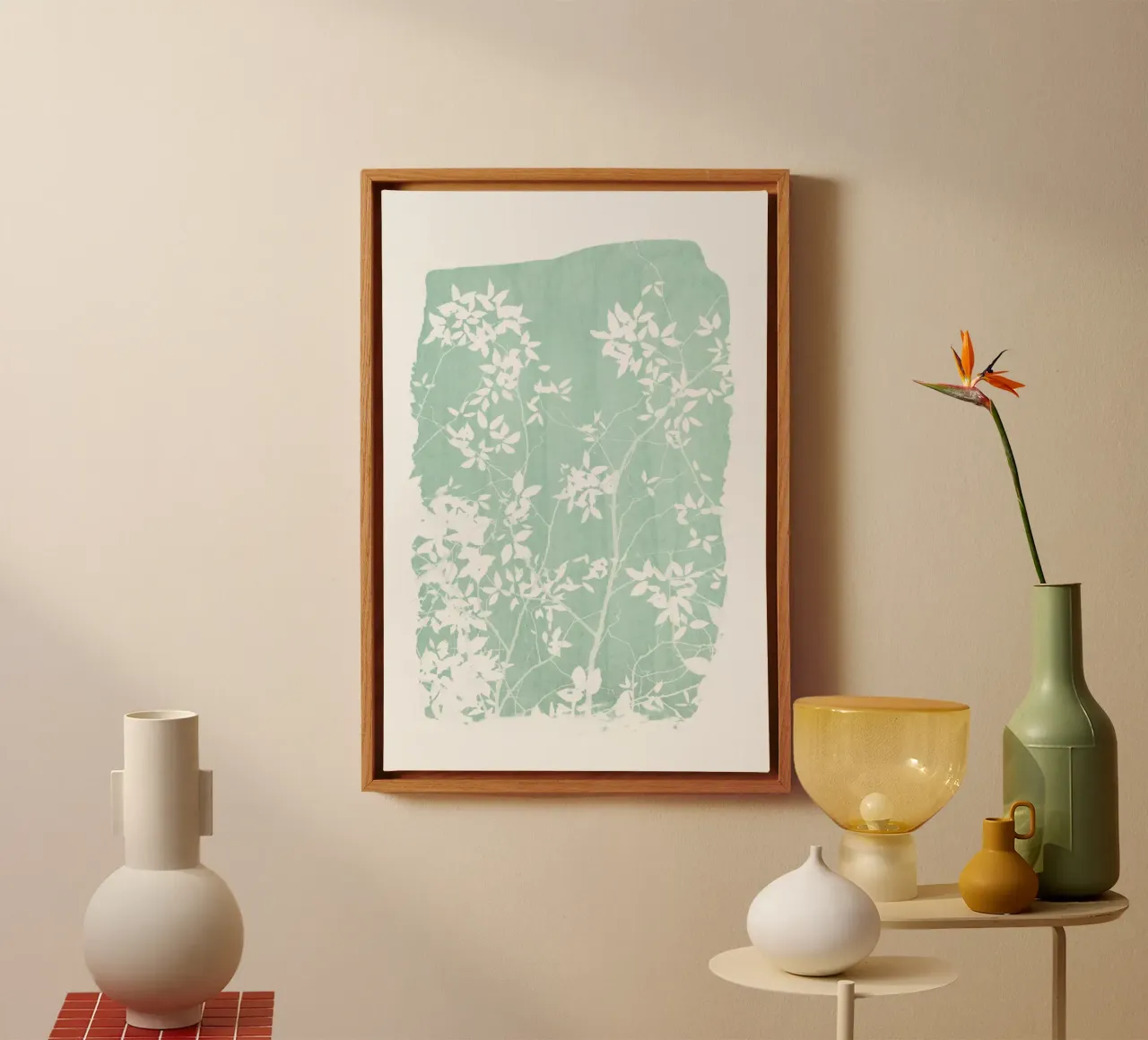 Trait de feuillage vert menthe toile avec Caisse américaine de amini54