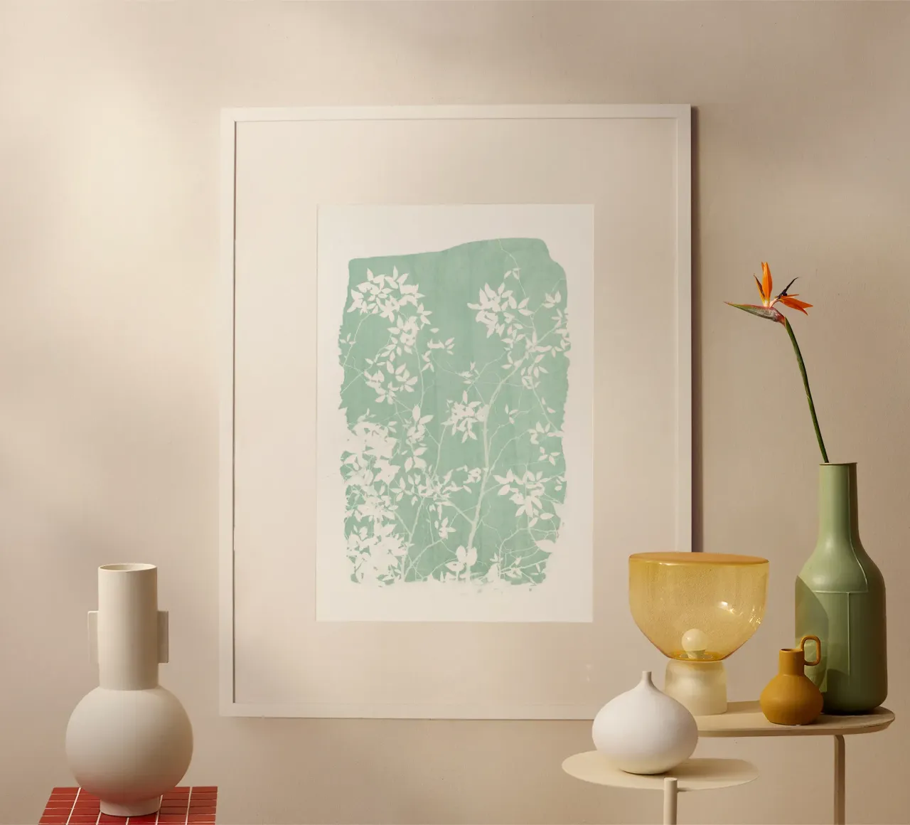 Colpo di fogliame verde menta carta hahnemühle da amini54