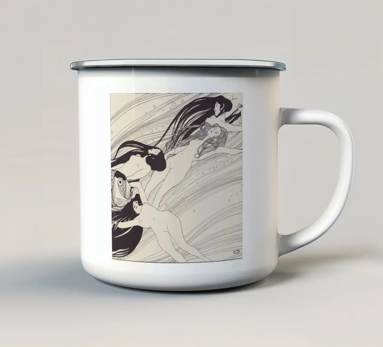 Gustav Klimt - Sangue di pesce tazza in smalto da William Store
