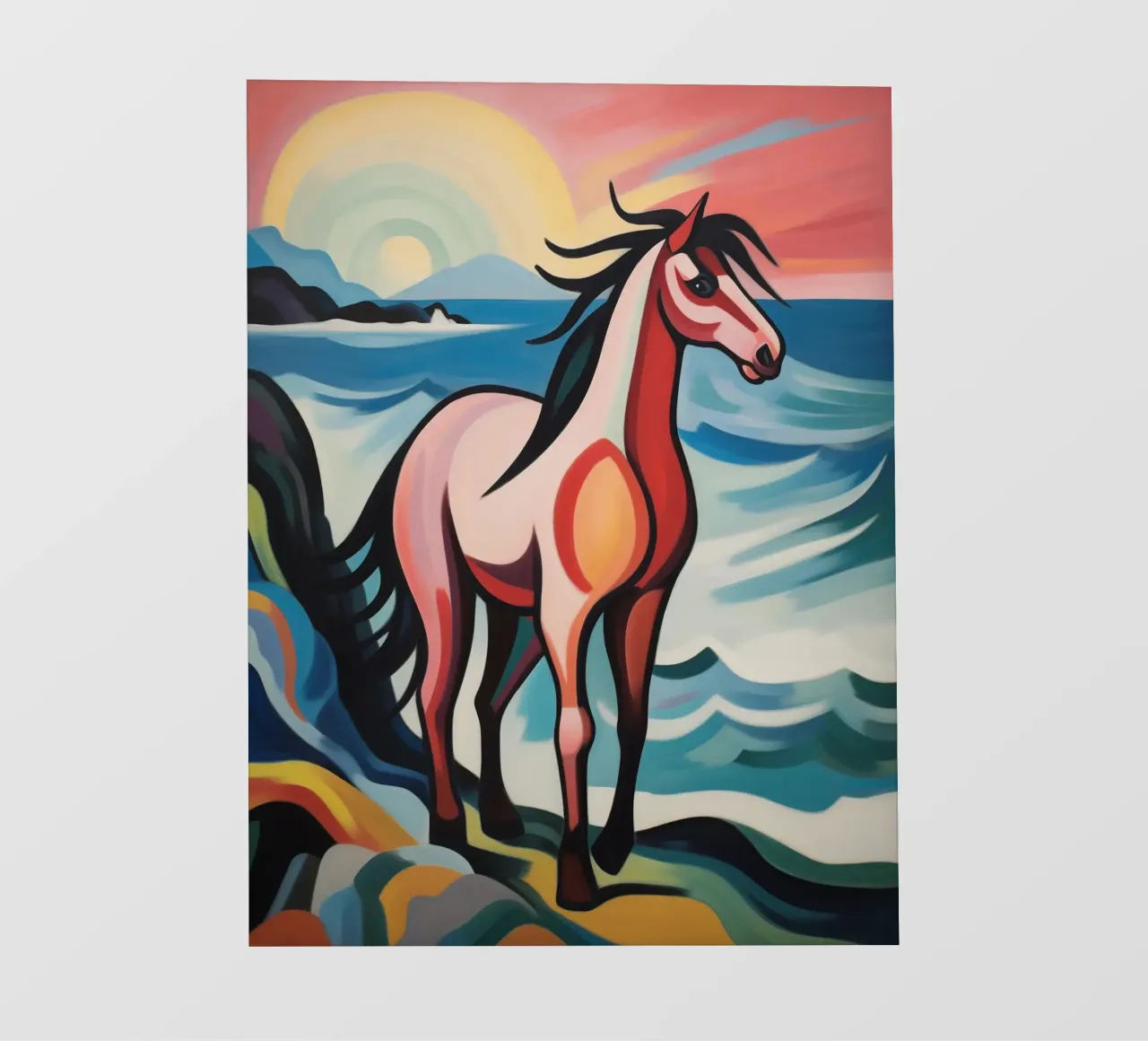 Tramonto con cavallo telo in pvc da Carinaprint