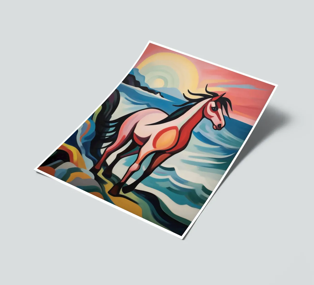 Zonsondergang met paard stickervel van Carinaprint