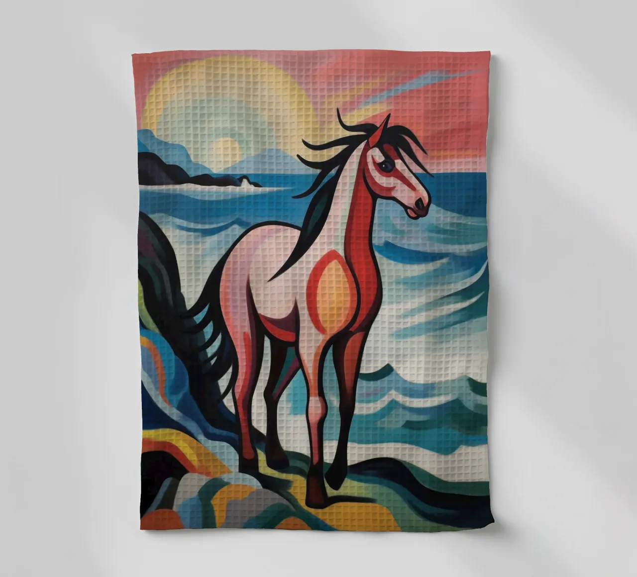 Tramonto con cavallo canovaccio da cucina da Carinaprint