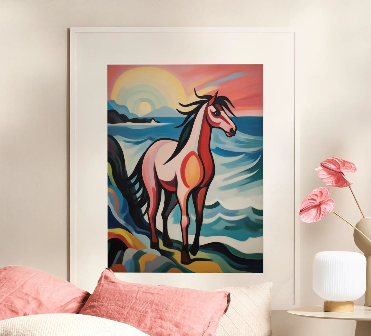 Sunset with horse poster by Carinaprint